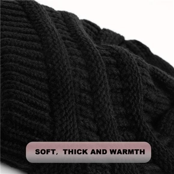 Winter Knit Beanie for Women Satin Lined Cable Thick Chunky Cap Mens Soft Slouch main image 5